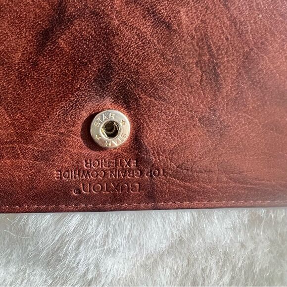Vintage Buxton Leather Wallet Floral Embossed Top Grain Cowhide Marbled Brown - Picture 10 of 14
